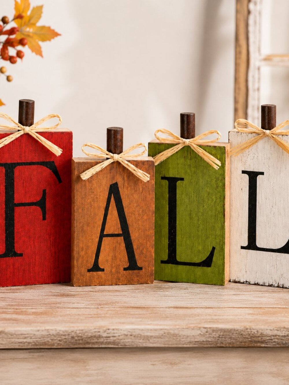 Handmade FALL Wooden Block Sign Set – Rustic Autumn Farmhouse Décor